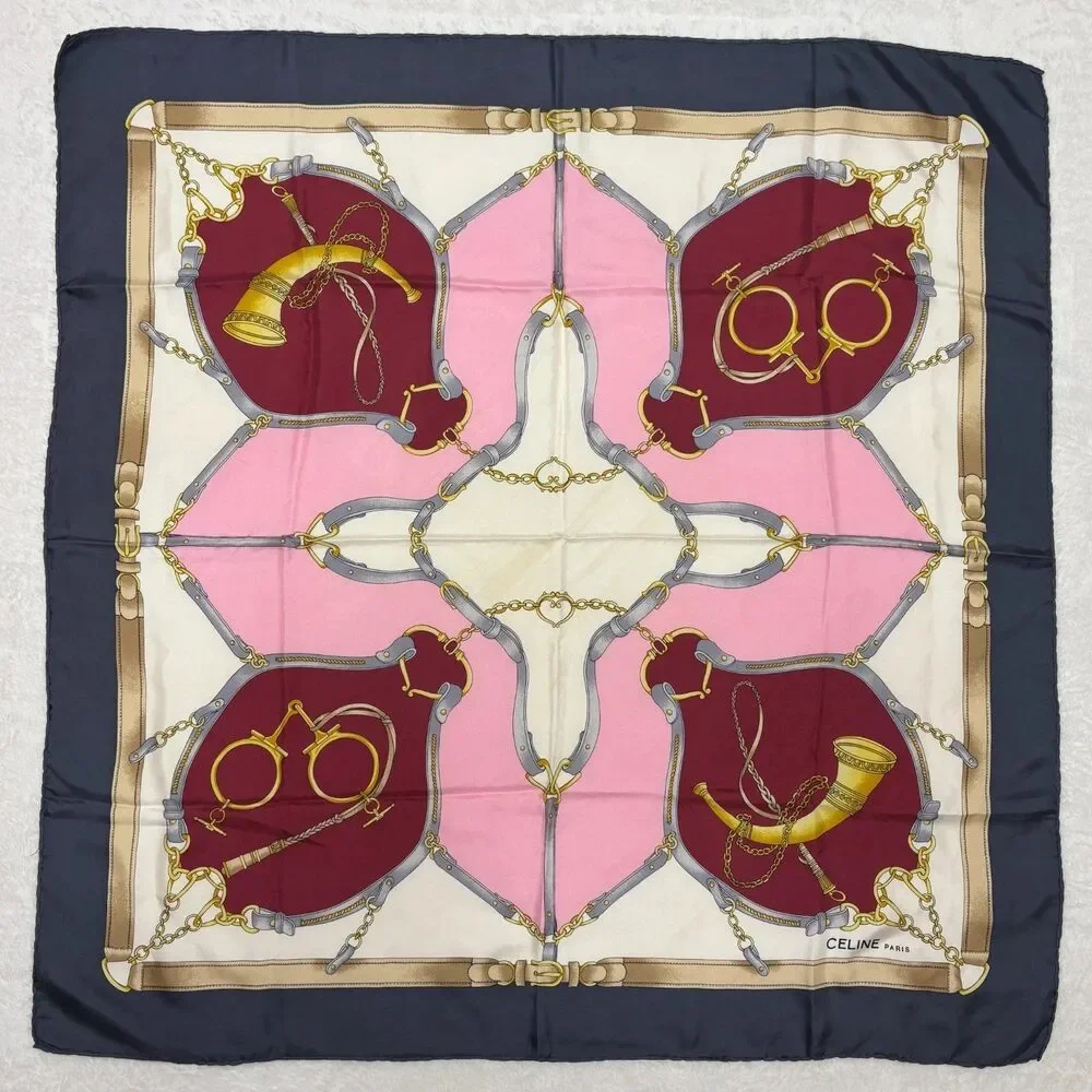 Vintage CELINE Silk Equestrian Square Scarf 33